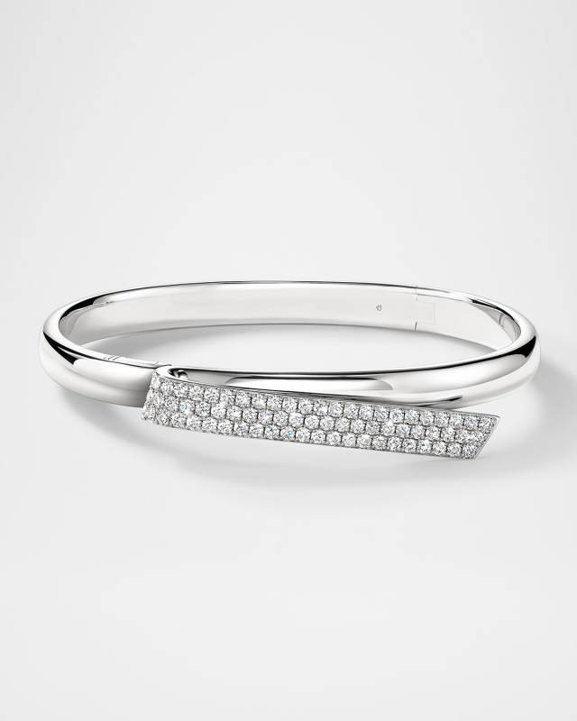 18K White Gold Inside Out Diamond Flip Bangle Bracelet